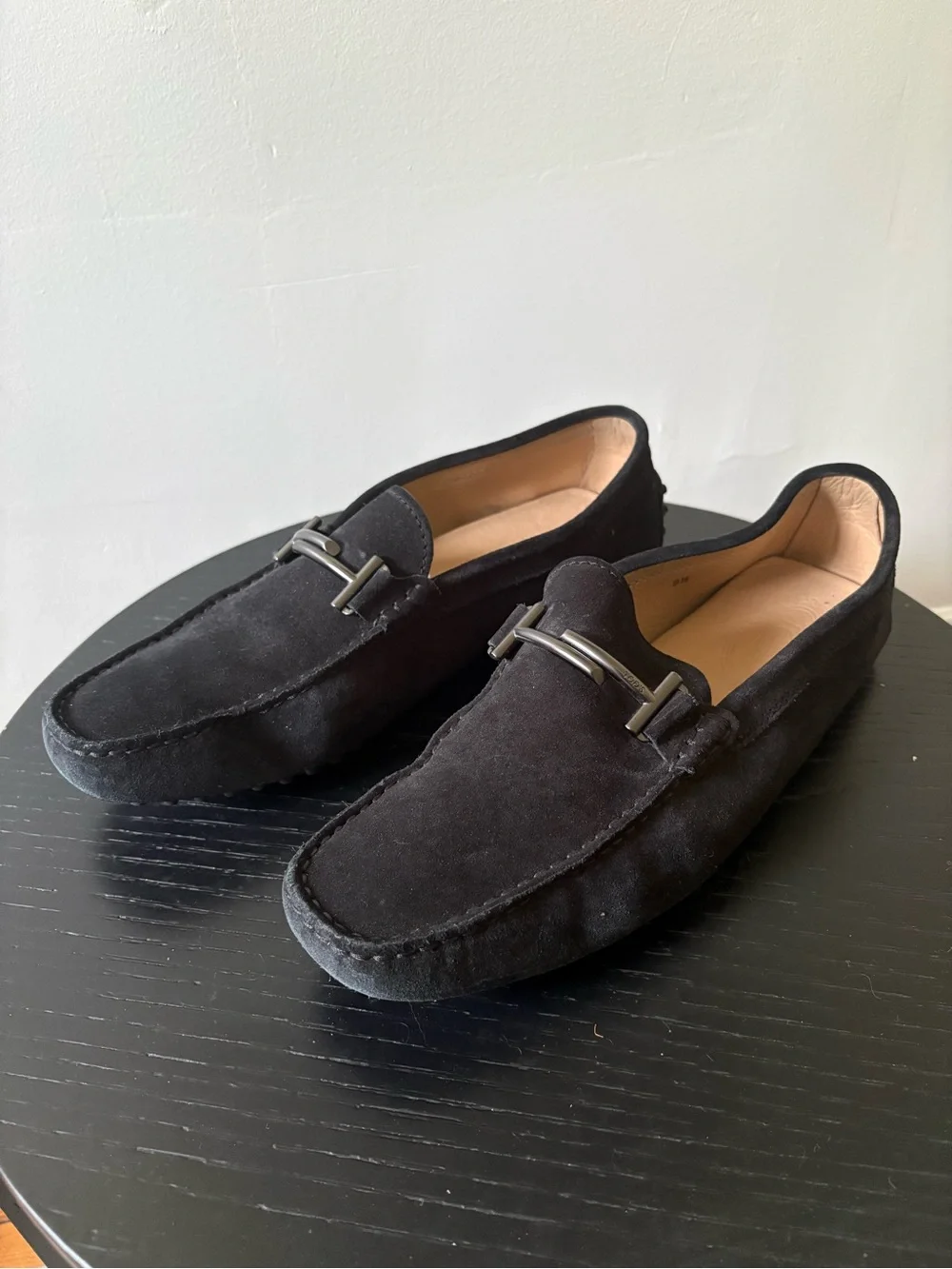 Tod's Black Suede Bit-Detail Slip-On Loafers